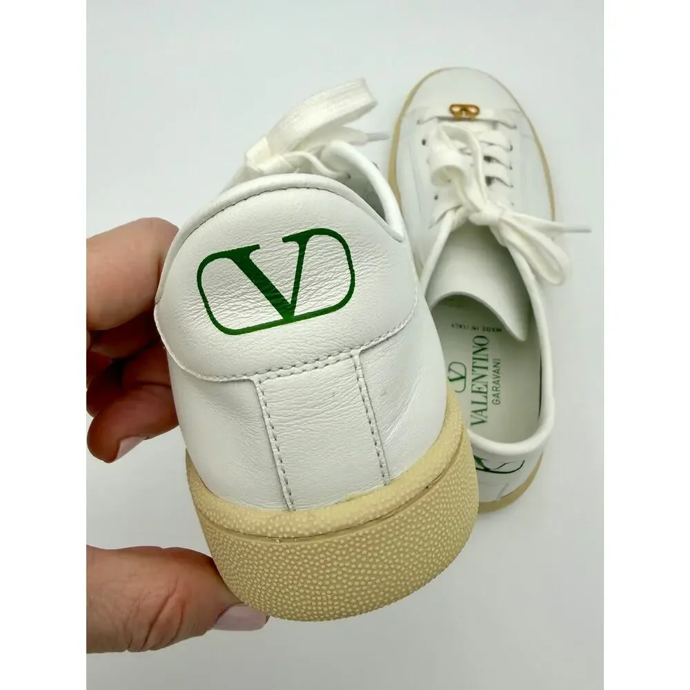 Valentino Sneakers VLogo White Leather Size 39.5 / 9.5 Classic Low Top
